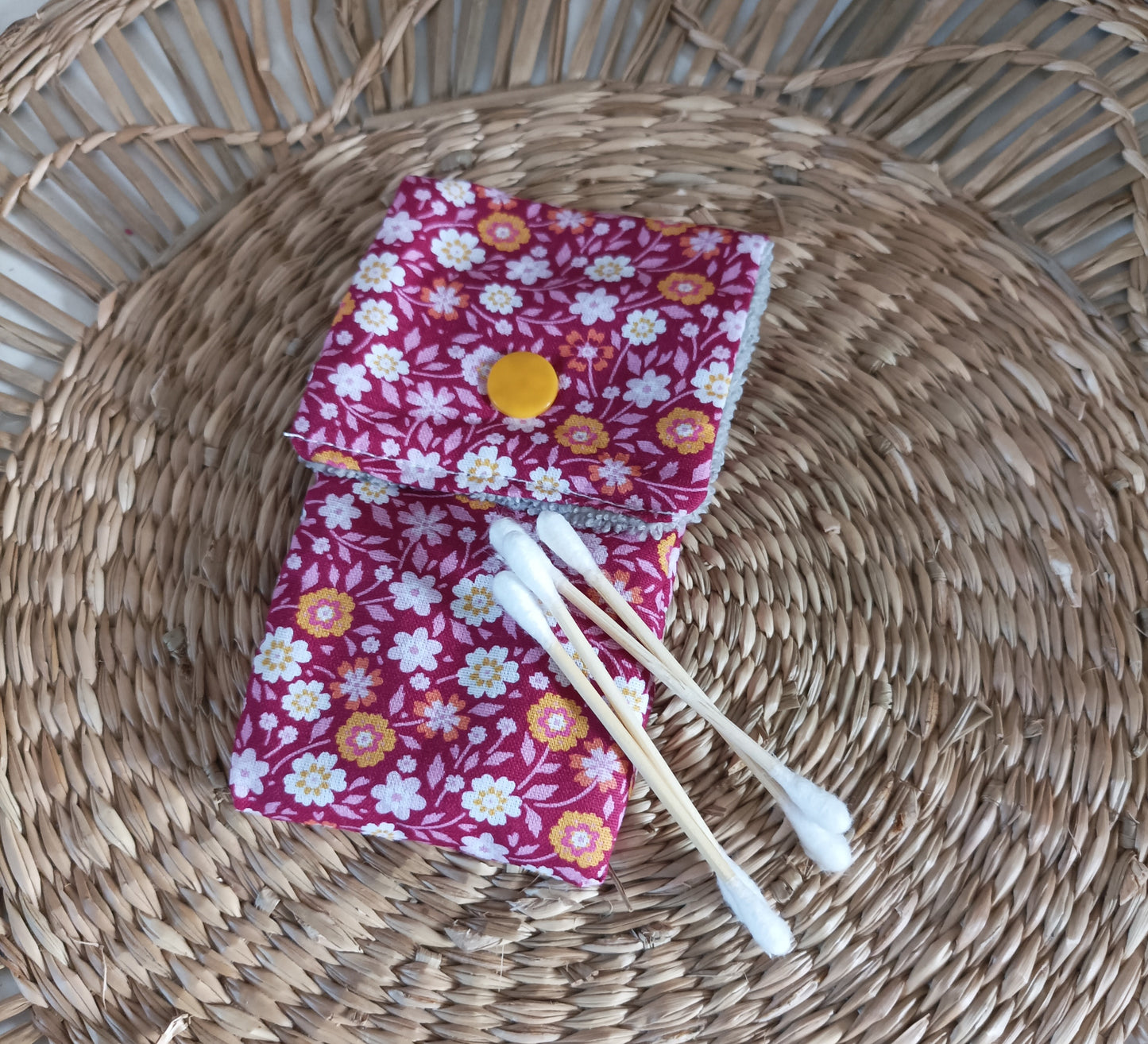 Pochette à Coton-Tiges " Le Fuchsia"