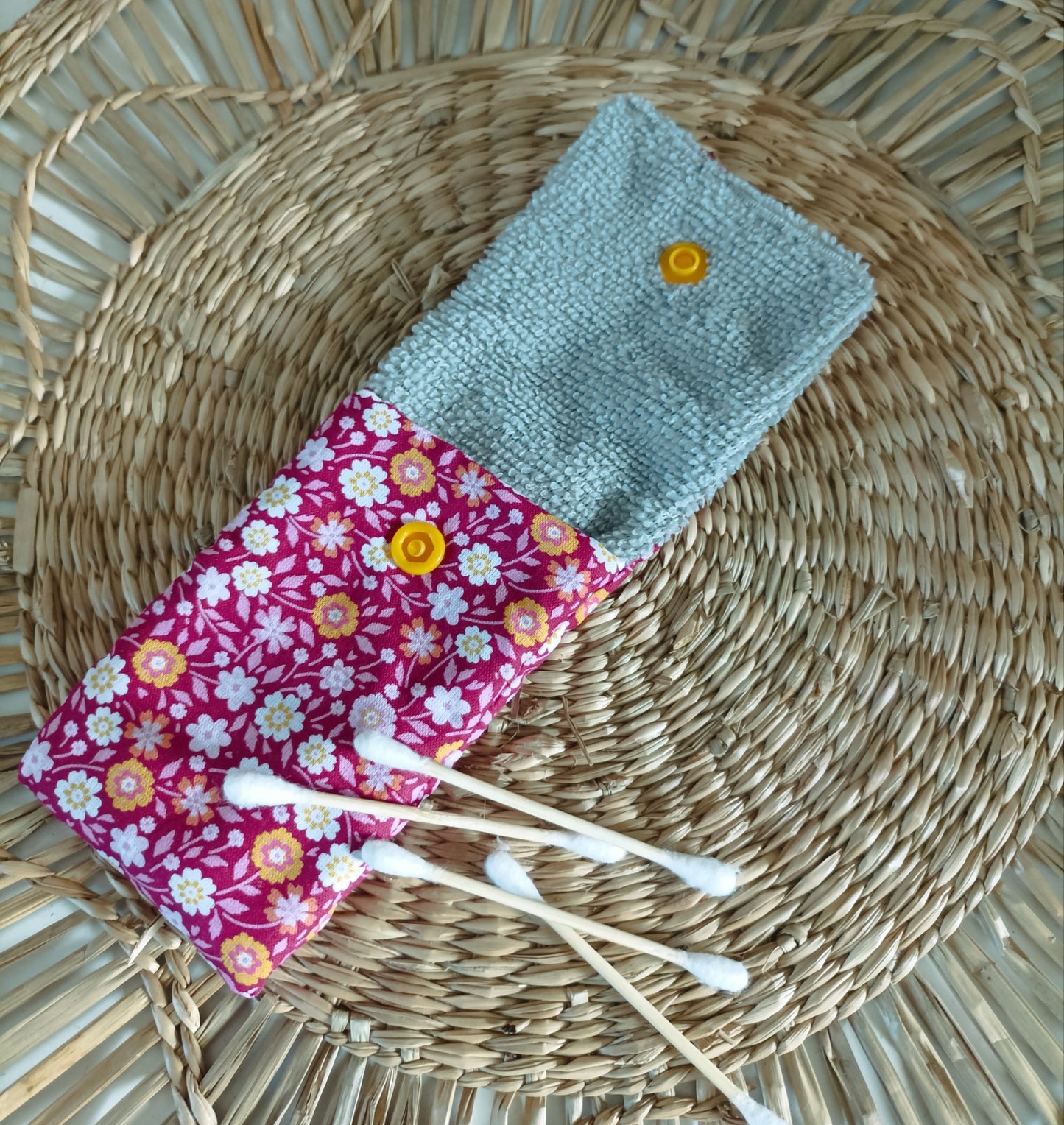 Pochette à Coton-Tiges " Le Fuchsia"