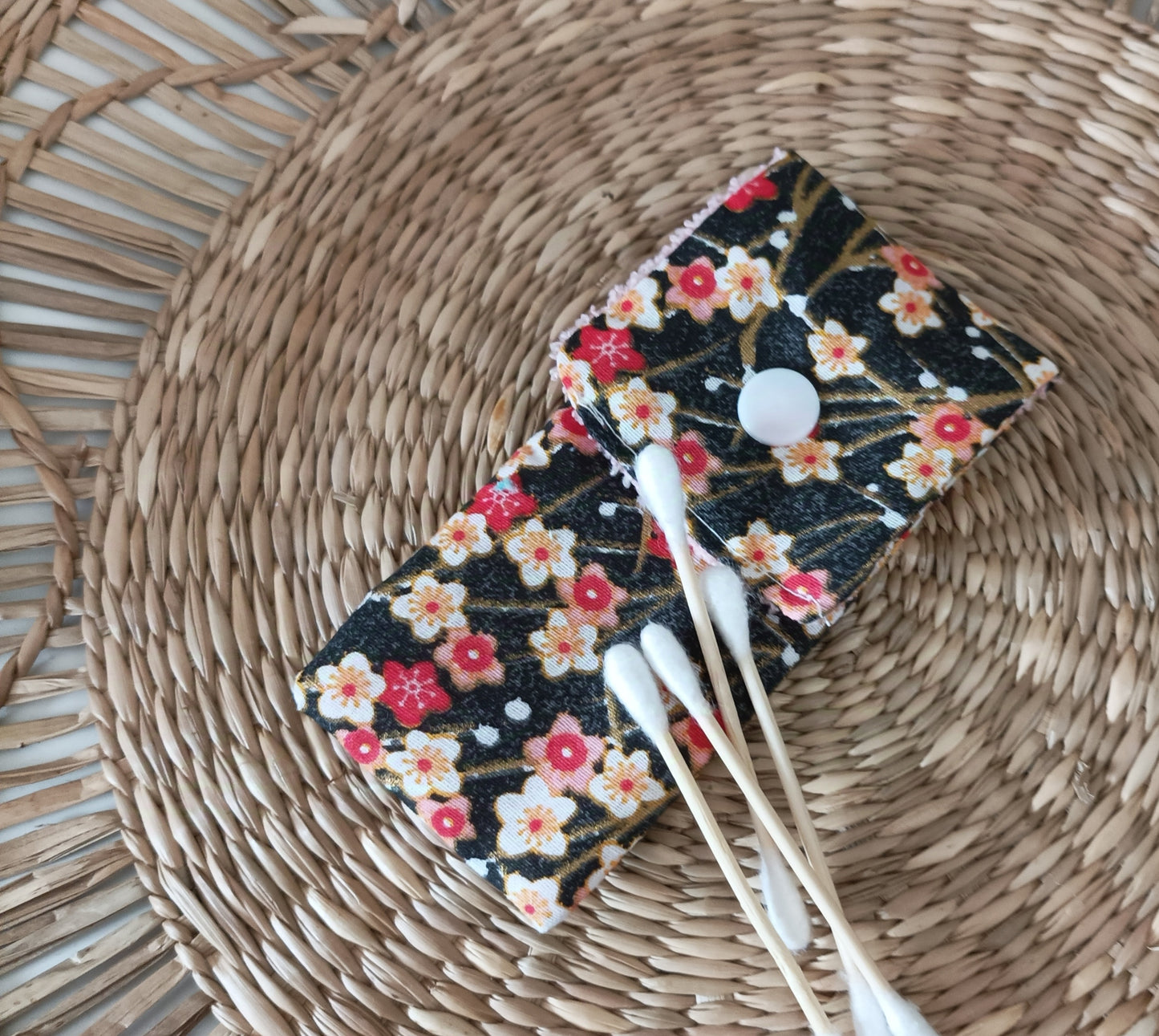 Pochette à Coton-Tiges " Japon rose "